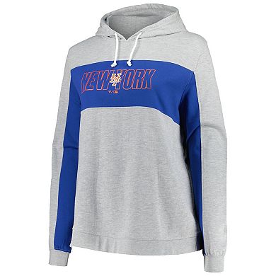 Women's Profile Heather Gray New York Mets Plus Size Pullover Jersey Hoodie
