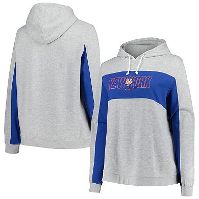 Women's Profile Heather Gray New York Mets Plus Size Pullover Jersey Hoodie