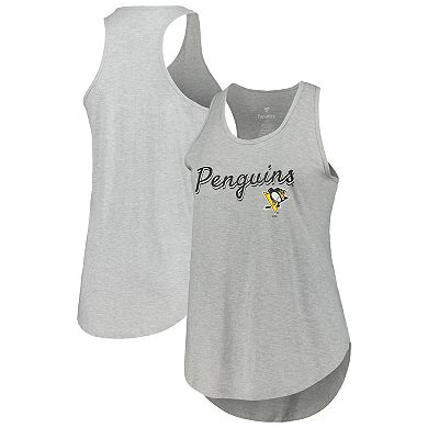 Women's Fanatics Branded Heather Gray Pittsburgh Penguins Plus Size Racerback Tank Top