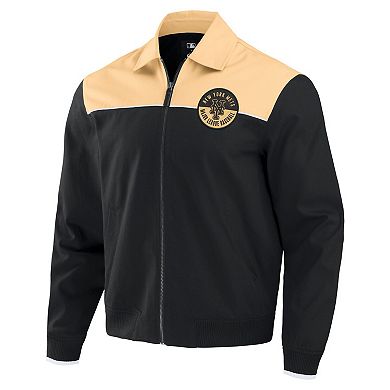Men's Darius Rucker Collection by Fanatics Black/Tan New York Mets Canvas Bomber Full-Zip Jacket