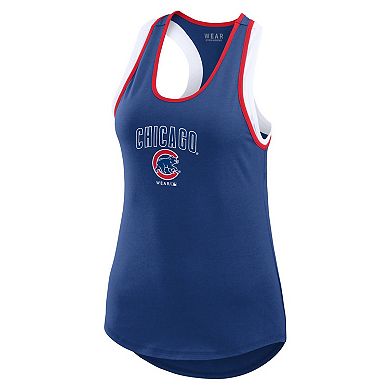 Women's WEAR by Erin Andrews Royal Chicago Cubs Colorblock Racerback Tank Top