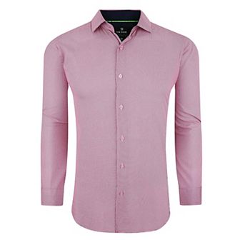 Tom Baine Slim Fit Performance Long Sleeve Mini Plaid Button Down