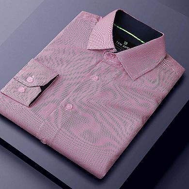 Tom Baine Slim Fit Performance Long Sleeve Mini Plaid Button Down
