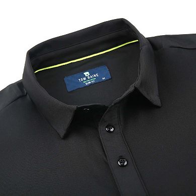 Tom Baine Men's Performance Solid Four-way Stretch Golf Polo