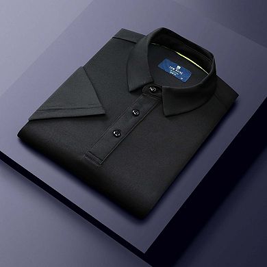 Tom Baine Men's Performance Solid Four-way Stretch Golf Polo