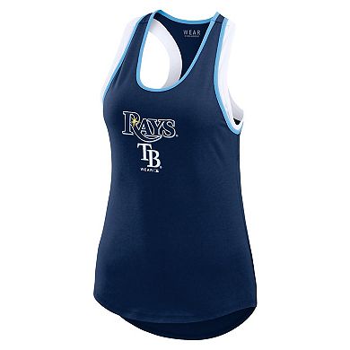 Women's WEAR by Erin Andrews Navy Tampa Bay Rays Colorblock Racerback Tank Top