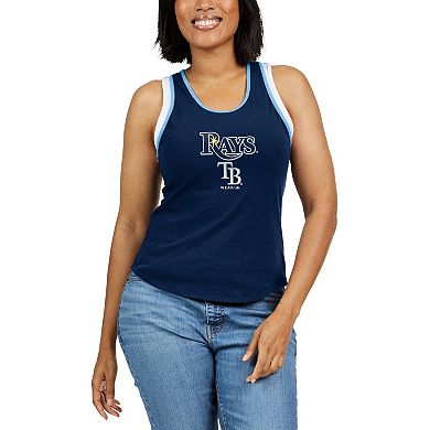 Women's WEAR by Erin Andrews Navy Tampa Bay Rays Colorblock Racerback Tank Top