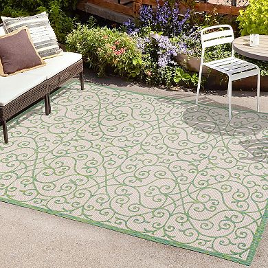 Madrid Vintage Filigree Textured Weave Indoor/Outdoor Area Rug