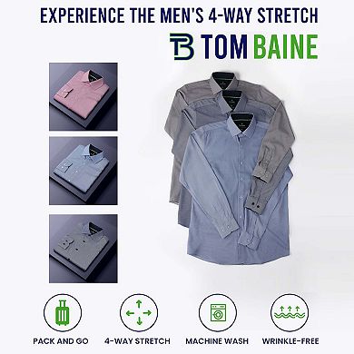Tom Baine Slim Fit Performance Long Sleeve Mini Plaid Button Down