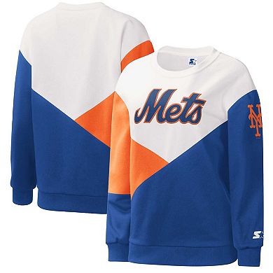 Women's Starter Royal/Orange New York Mets Shutout Pullover Sweatshirt