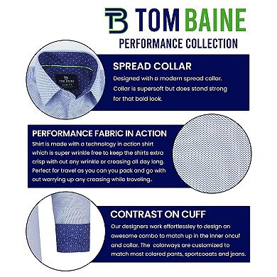 Tom Baine Slim Fit Performance Long Sleeve Geometric Button Down