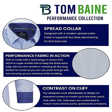 Tom Baine Slim Fit Performance Long Sleeve Geometric Button Down