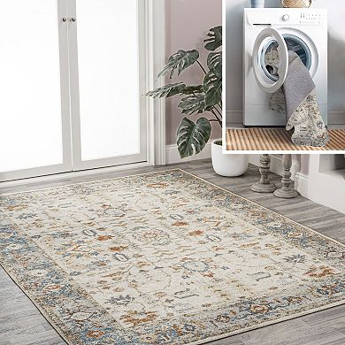 Hiero Persian Border Low-pile Machine-washable Area Rug