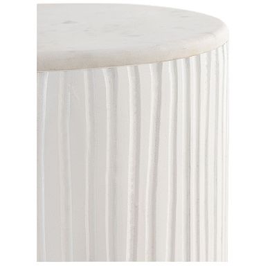 Wooden Side Table With White Marble Top