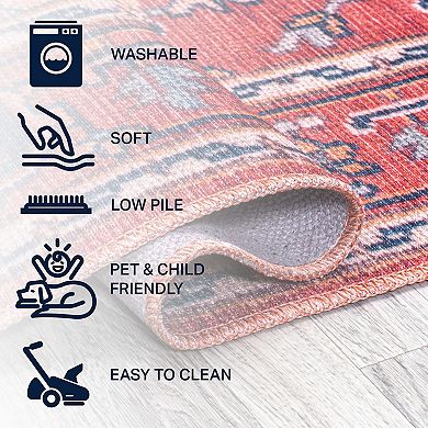 Cirali Ornate Large Medallion Washable Indoor/outdoor Area Rug