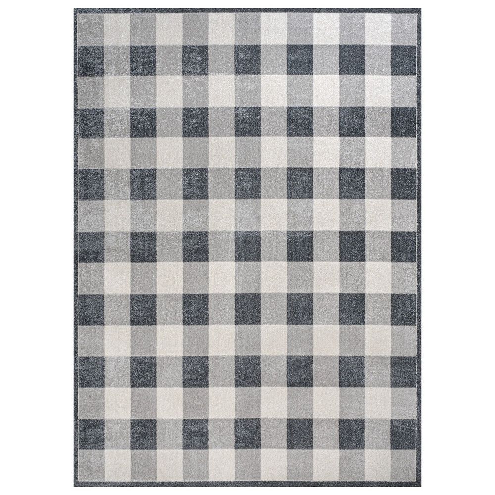 Gingham Gradient Plaid Cottage Machine-washable Area Rug