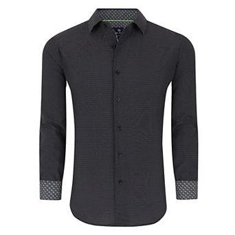Tom Baine Slim Fit Performance Long Sleeve Geometric Button Down