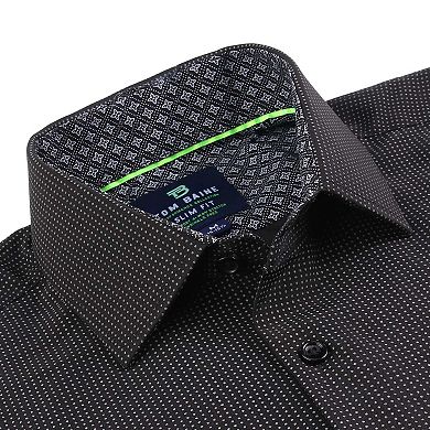 Tom Baine Slim Fit Performance Long Sleeve Geometric Button Down