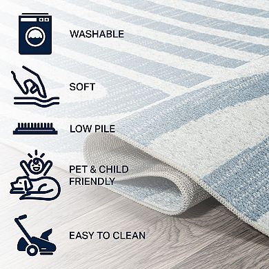 Maze Abstract Two-tone Low-pile Machine-washable Area Rug