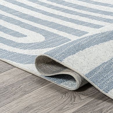 Maze Abstract Two-tone Low-pile Machine-washable Area Rug