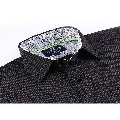Tom Baine Slim Fit Performance Long Sleeve Geometric Button Down