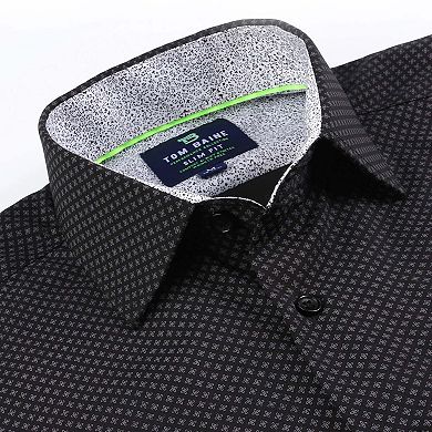 Tom Baine Slim Fit Performance Long Sleeve Geometric Button Down