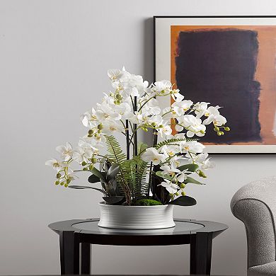 White Orchids In White Ceramic Dish