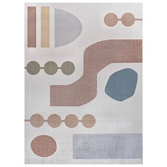 Riley Abstract Coastal Contemporary Machine-washable Area Rug