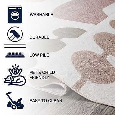 Riley Abstract Coastal Contemporary Machine-washable Area Rug