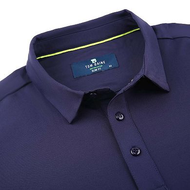 Tom Baine Men's Performance Solid Four-way Stretch Golf Polo