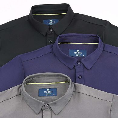 Tom Baine Men's Performance Solid Four-way Stretch Golf Polo