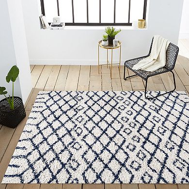 Algaida Moroccan Diamond Shag Area Rug