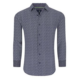 Tom Baine Slim Fit Performance Long Sleeve Geometric Button Down