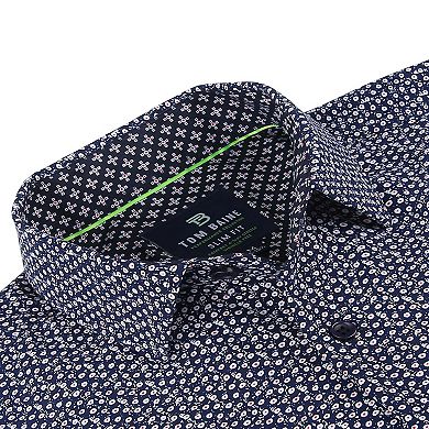 Tom Baine Slim Fit Performance Long Sleeve Geometric Button Down