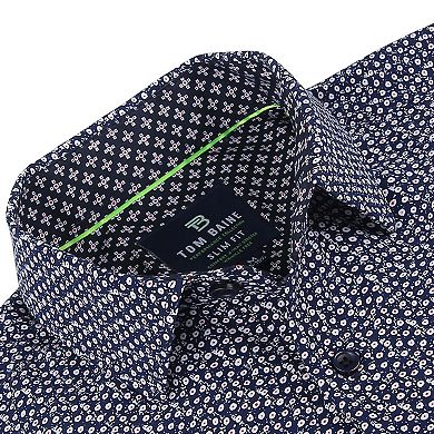 Tom Baine Slim Fit Performance Long Sleeve Geometric Button Down