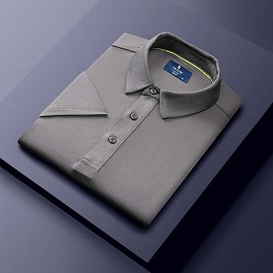 Tom Baine Men's Performance Solid Four-way Stretch Golf Polo