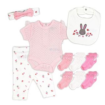 Baby Girls 10 pc Layette Set, Bunny