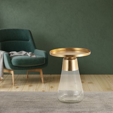 Blown Glass Based Sidetable With Golden Top