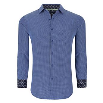 Tom Baine Slim Fit Performance Long Sleeve Geometric Button Down