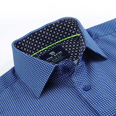 Tom Baine Slim Fit Performance Long Sleeve Geometric Button Down