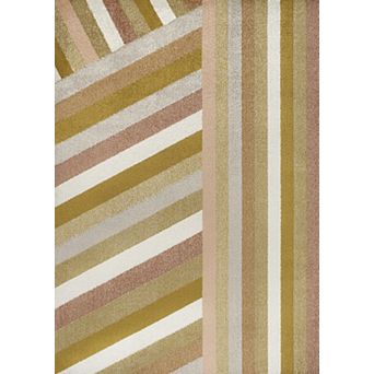 Retro Rainbow Contemporary Stripe Area Rug