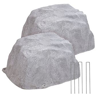 Sunnydaze Outdoor Polyresin Landscape Rock Septic Cover with Stakes - 2-Pack