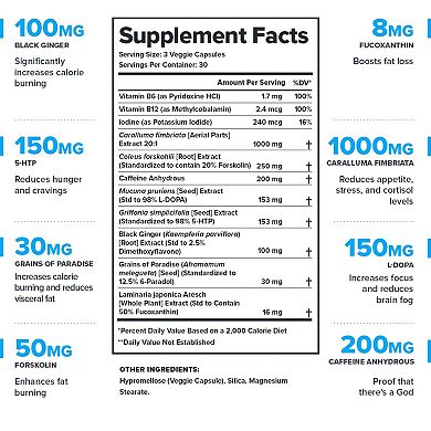 Legion Phoenix All Natural Fat Burner With Caffeine, 30 Servings