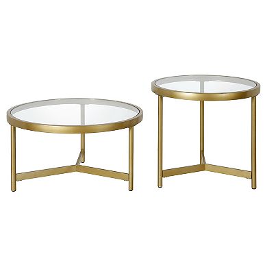 Finley & Sloane Quentin Wide Round Coffee Table Set