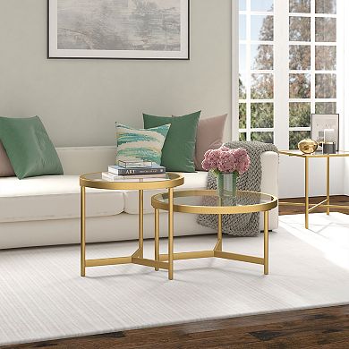 Finley & Sloane Quentin Wide Round Coffee Table Set