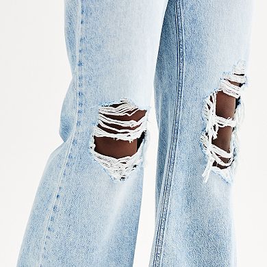 Juniors' SO® Mid Rise Slouchy Flare Jeans