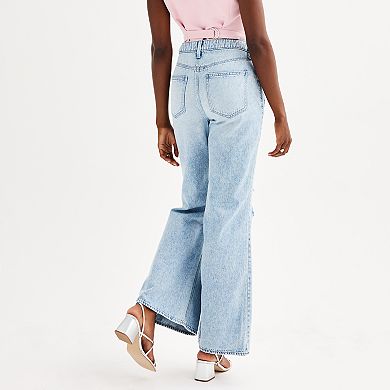 Juniors' SO® Mid Rise Slouchy Flare Jeans