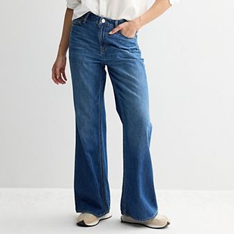 Juniors' SO® Mid Rise Slouchy Flare Jeans