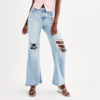 Juniors' SO® Mid Rise Baggy Flare Jeans