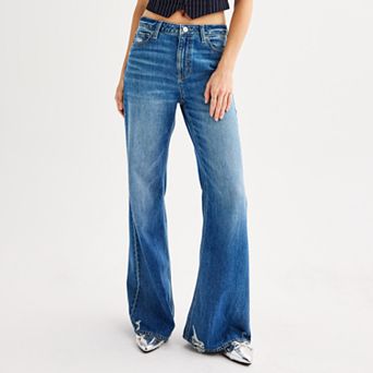 Juniors' SO® Mid Rise Baggy Flare Jeans